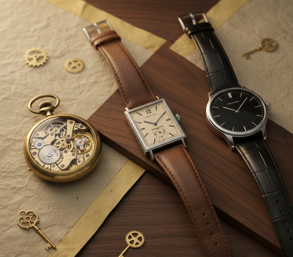 Die Geschichte der Herrenuhr: Vom Taschenuhr-Erbe zum Stilobjekt – KI-generiertes Symbolbild